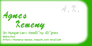 agnes kemeny business card